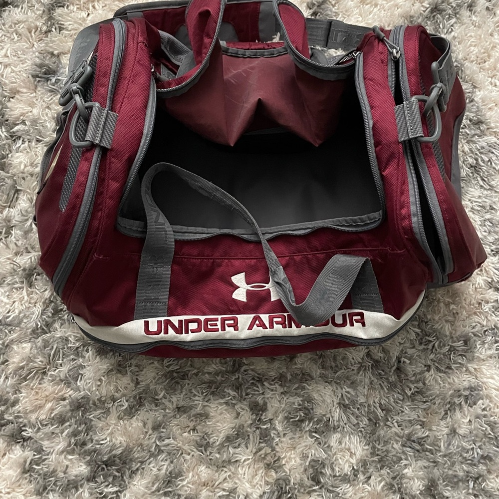 Under Armour Maroon and Gray Duffel Bag